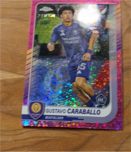 2025 Topps Chrome MLS #146 Gustavo Caraballo Magenta Pulsar — front