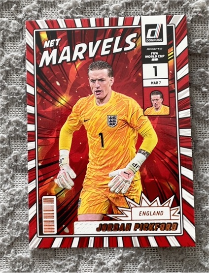 2025-26 Donruss Road to FIFA World Cup Net Marvels #1 Jordan Pickford — front