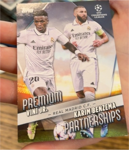 2022-23 Topps UEFA Club Competitions #PP-9 Vini Jr. Karim Benzema Premium Partnerships — front