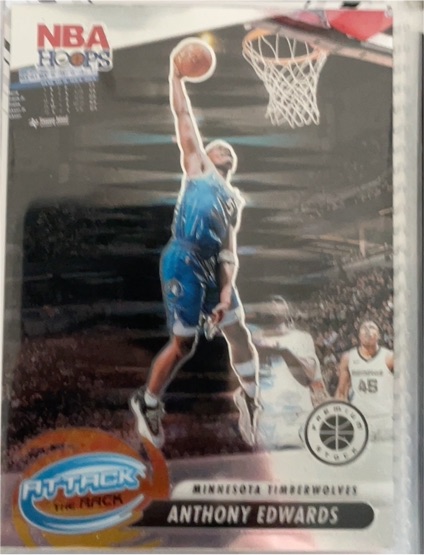 2023-24 Panini NBA Hoops Premium Stock Attack The Rack #7 Anthony Edwards — front