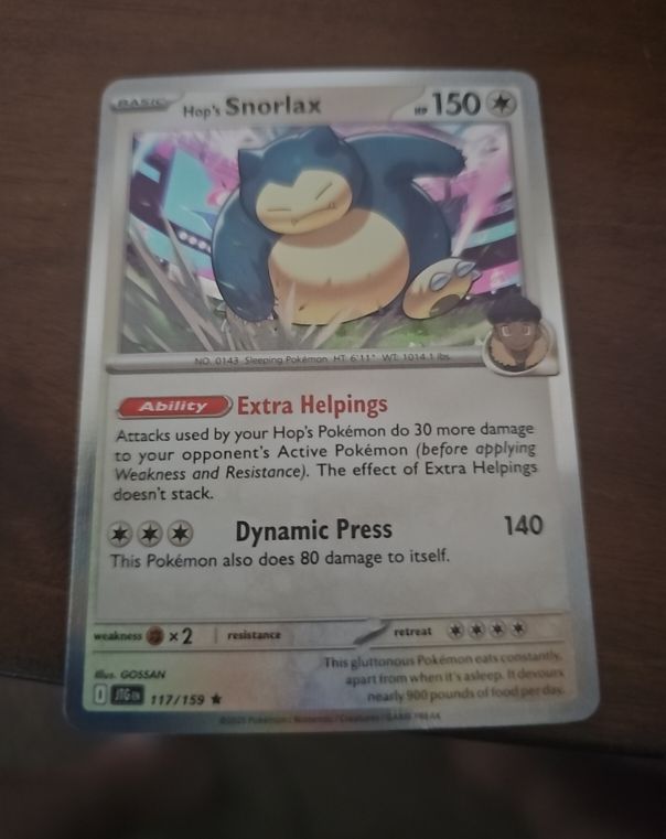 2021 Pokémon SV09 Journey Together #117 Hop's Snorlax — front