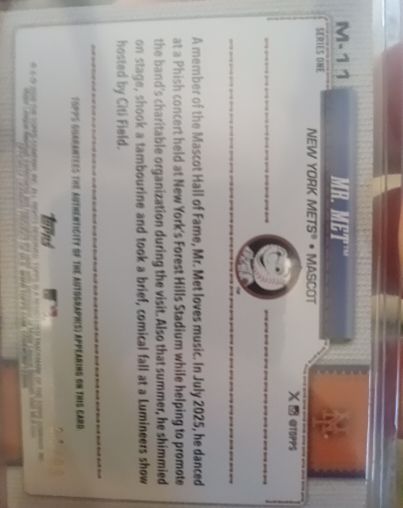 2026 Topps Series One #M-11 Mr. Met Mascot New York Mets — front
