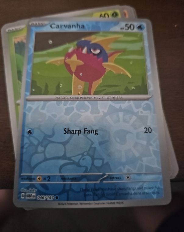 2023 Pokemon TCG Obsidian Flames #046 Carvanha — front
