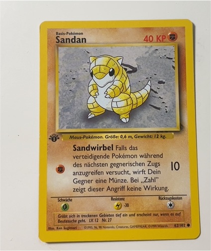 1999 Pokémon #62 Sandan — front