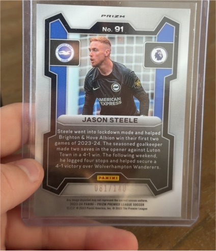 2023-24 Panini Prizm Premier League #91 Jason Steele — front