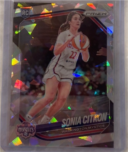 2025 Panini Prizm WNBA #122 Sonia Citron Cracked Ice Prizm RC Washington Mystics — front