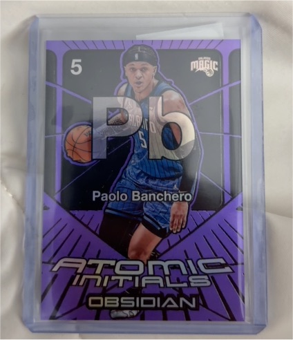 2024-25 Panini Obsidian #13 Paolo Banchero Atomic Initials Obsidian — front