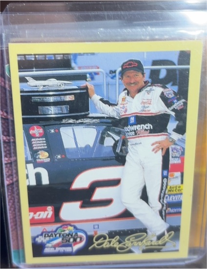 1998 Hasbro/Kenner Die-Cast Cars Insert Cards Dale Earnhardt (Daytona 500) HOF — front