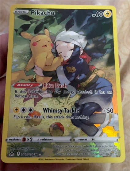 2022 Pokemon Sword & Shield Lost Origin #TG05/TG30 Pikachu Trainer Gallery — front