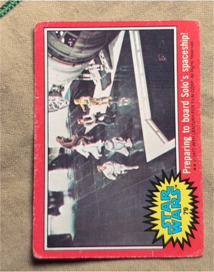 1977 Topps Star Wars Red Series 2 #79 Preparing to board Solo's spaceship! — front