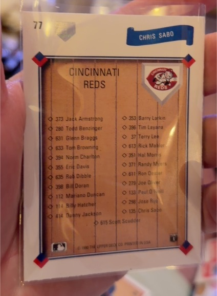 1990 Upper Deck #77 Chris Sabo — front