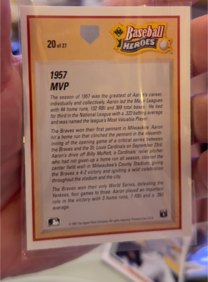 1991 Upper Deck Baseball Heroes #20 Hank Aaron — front