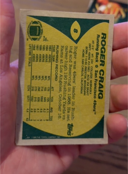 1988 Topps #8 Roger Craig — front