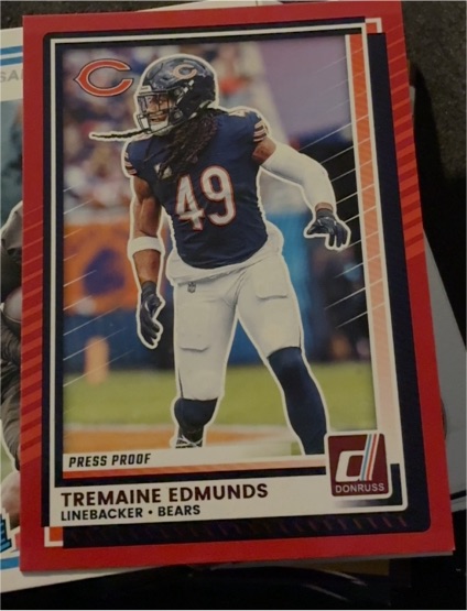 2025 Donruss #239 Tremaine Edmunds Press Proof Red Chicago Bears — front