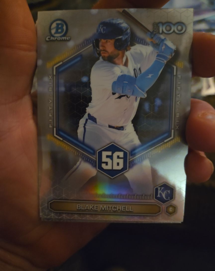 2026 Bowman Chrome #BTP-56 Top 100 Blake Mitchell Kansas City Royals — front