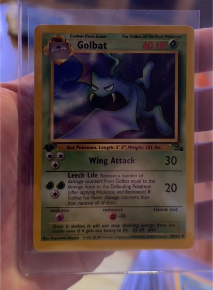 1995 Pokémon Fossil #34 Golbat — front