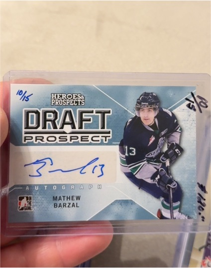 2013-14 ITG Heroes and Prospects #A-MB Mathew Barzal — front