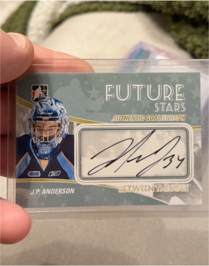 2010 ITG Between the Pipes Future Stars Authentic Goaliegraph #A-JPA J.P. Anderson — front