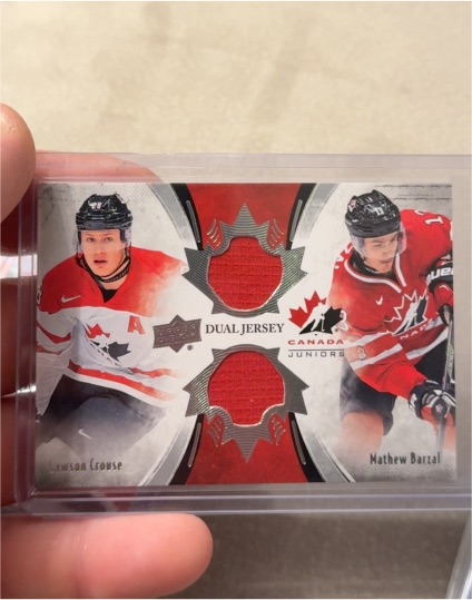 2016 Upper Deck Team Canada Juniors Dual Jersey #TCD-CB Lawson Crouse Mathew Barzal — front