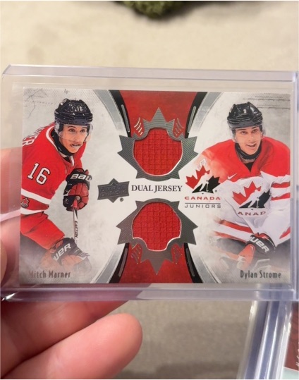 2016 Upper Deck Team Canada Juniors Dual Jersey #TCD-BS Mitch Marner Dylan Strome — front