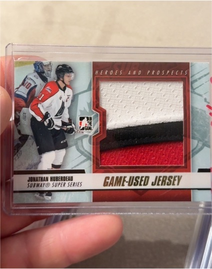 2012-13 In The Game Heroes and Prospects #SSM-22 Jonathan Huberdeau Game-Used Jersey — front