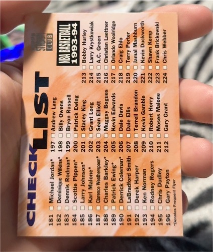 1993-94 Stadium Club #213 Bobby Hurley Checklist — front