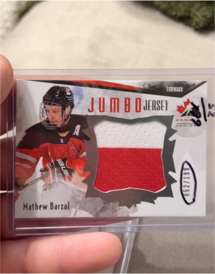 2015-16 Upper Deck Team Canada Juniors #199 Mathew Barzal Jumbo Jersey — front