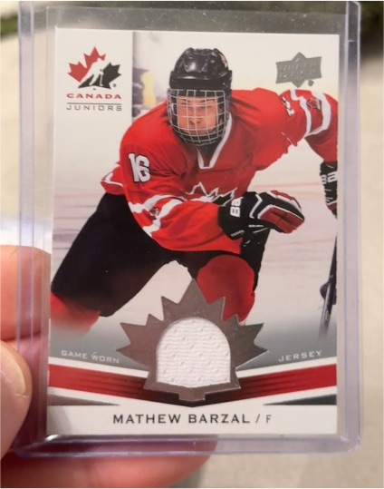 2016 Upper Deck Team Canada Juniors Mathew Barzal Game Worn Jersey — front