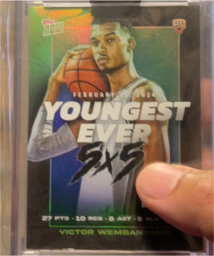 2024 Topps Now #VW-2 Victor Wembanyama Youngest Ever 5x5 Rookie — front