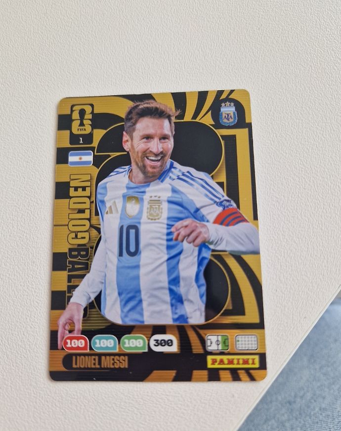 2026 Panini Adrenalyn XL FIFA World Cup #1 Lionel Messi Golden Baller — front