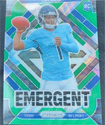 2025 Panini Prizm #2 Cam Ward Emergent Green Ice Rookie — front