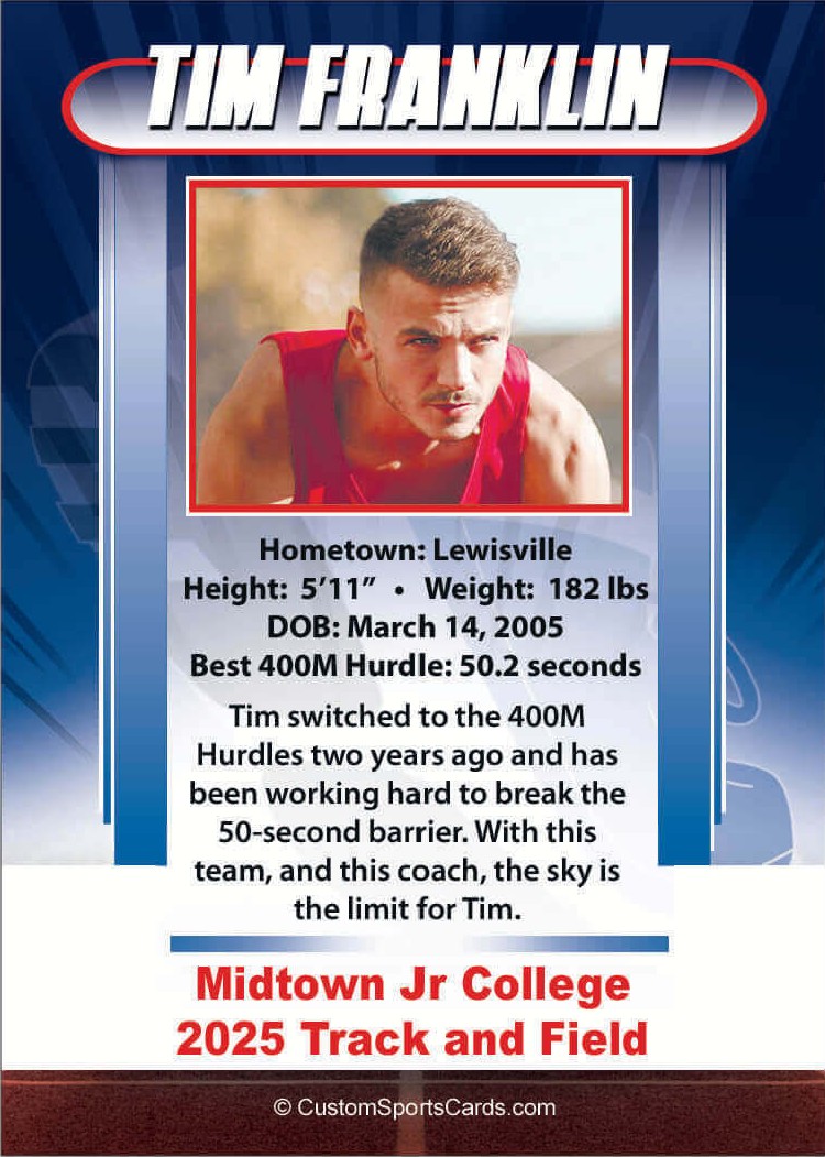 2025 CustomSportsCards Midtown Jr College # Tim Franklin — back