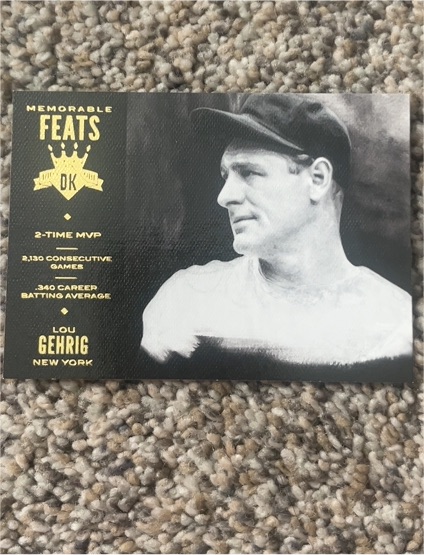 2016 Panini Diamond Kings Memorable Feats #MF3 Lou Gehrig — front