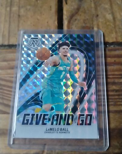 2023-24 Panini Mosaic #13 LaMelo Ball Give and Go Silver Mosaic Prizm — front