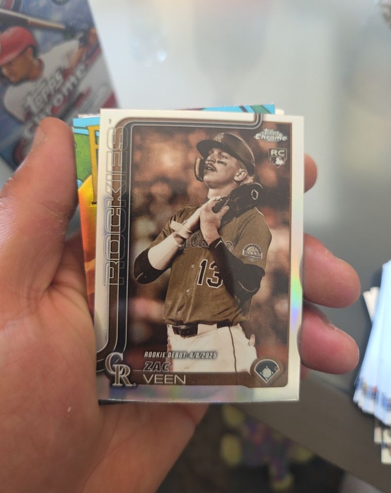 2025 Topps Chrome Update #USC186 Zac Veen Rookie Debut Sepia Refractor — front