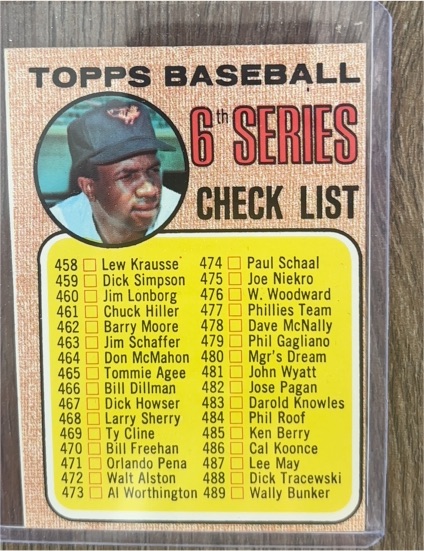 1968 Topps #454 6th Series Checklist Frank Robinson — front