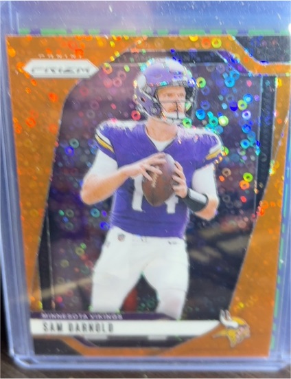 2024 Panini Prizm #185 Sam Darnold Orange Disco Prizm Minnesota Vikings — front