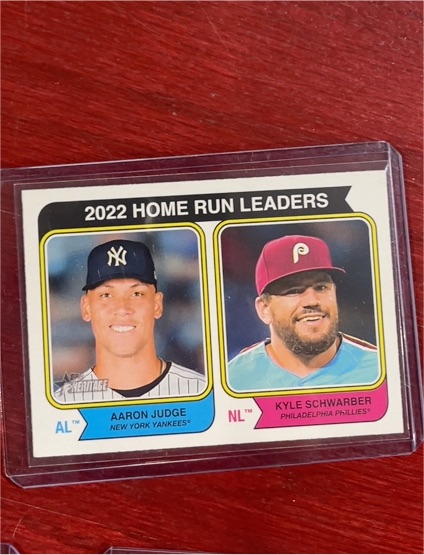2023 Topps Heritage #202 2022 Home Run Leaders Aaron Judge / Kyle Schwarber — front