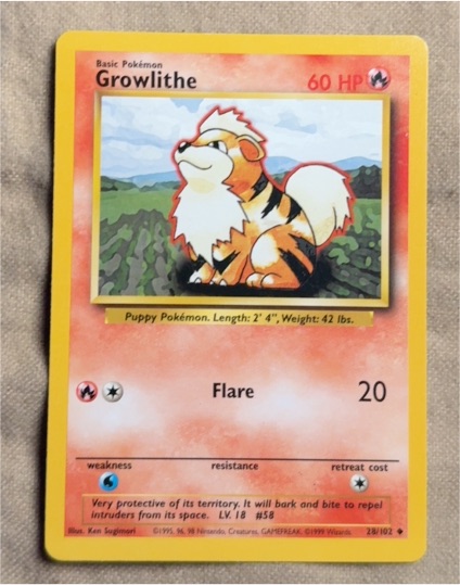 1999 Pokémon #28 Growlithe — front