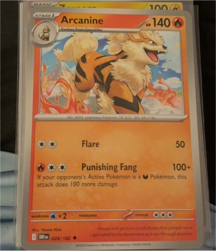 2023 Pokémon SV10: Destined Rivals #028 Arcanine — front