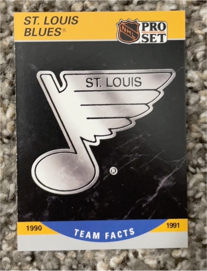 1990 Pro Set #582 St. Louis Blues Logo Team Facts — front
