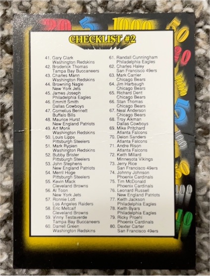1991 Wild Card #158 Checklist #2: 41-80 — front