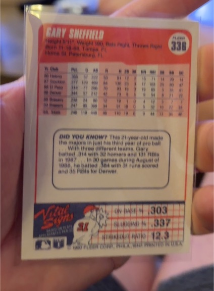 1990 Fleer #338 Gary Sheffield — front