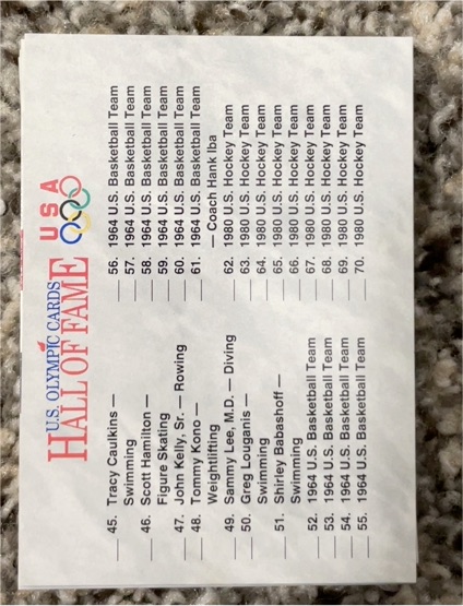 1991 Impel U.S. Olympic Hall of Fame #45-70 Multi-Sport Cards — front