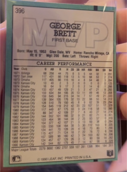 1991 Donruss #396 George Brett — front