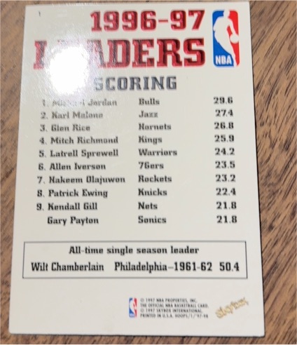 1996-97 NBA Hoops #1 Mookie Blaylock League Leader — front