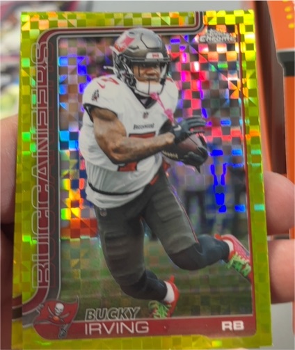 2025 Topps Chrome #285 Bucky Irving Lime Green X-Fractor — front