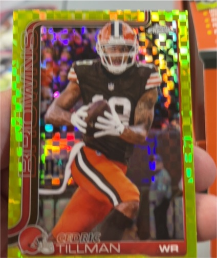 2025 Topps Chrome #67 Cedric Tillman Lime Green X-Fractor — front