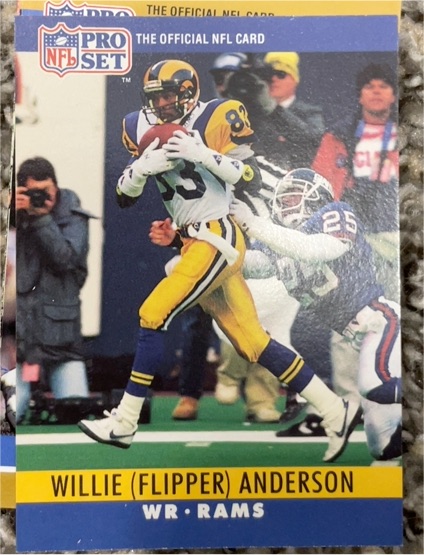 1990 Pro Set #162 Willie (Flipper) Anderson Los Angeles Rams — front