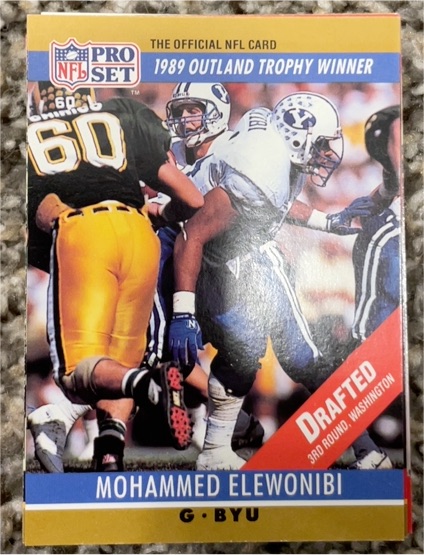 1990 Pro Set #20 Mohammed Elewonibi 1989 Outland Trophy Winner — front